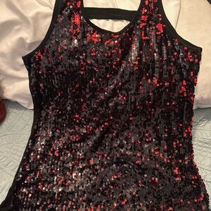Taboo Red and Black Sequin Tank